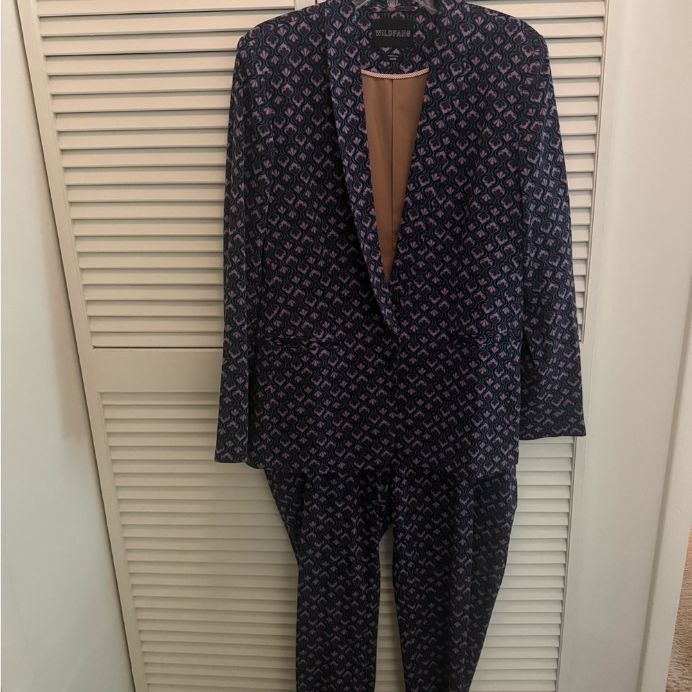 Wildfang Navy and Pink Geometric Suit